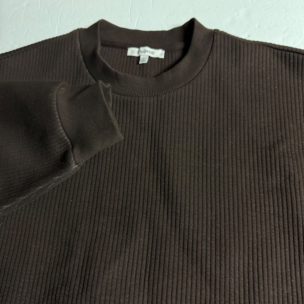 Madewell Ribbed Crewneck Sweatshirt Dark Brown Long Sleeve Pullover Size M